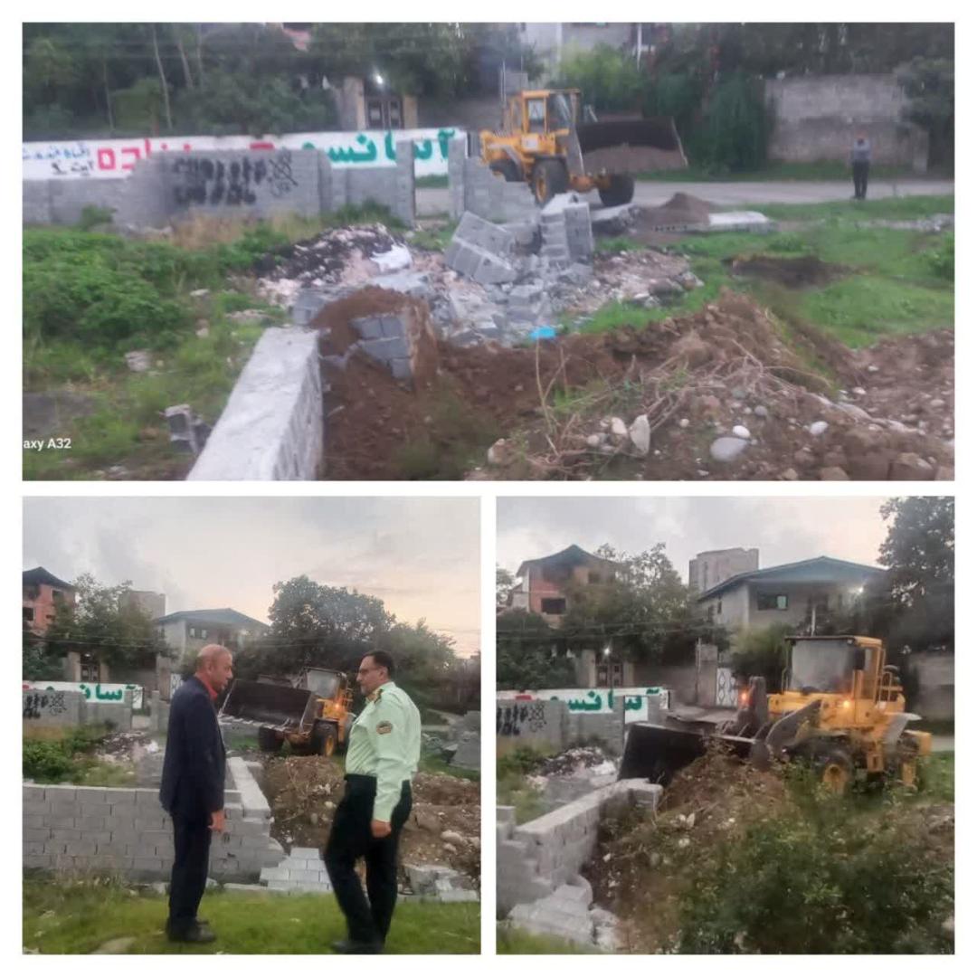 رفع تصرف زمين ملي در آمل با همکاري يگان حفاظت اراضي و اداره کل راه و شهرسازي