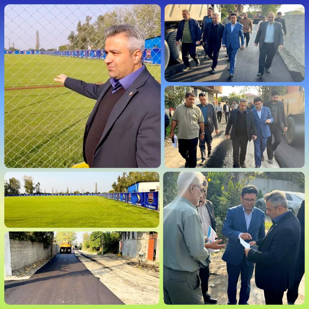 بازديد فرماندار قائم‌شهر از آسفالت مسير زمين ورزشي روستاي قراخيل ويژه تمرين تيم فوتبال نساجي مازندران