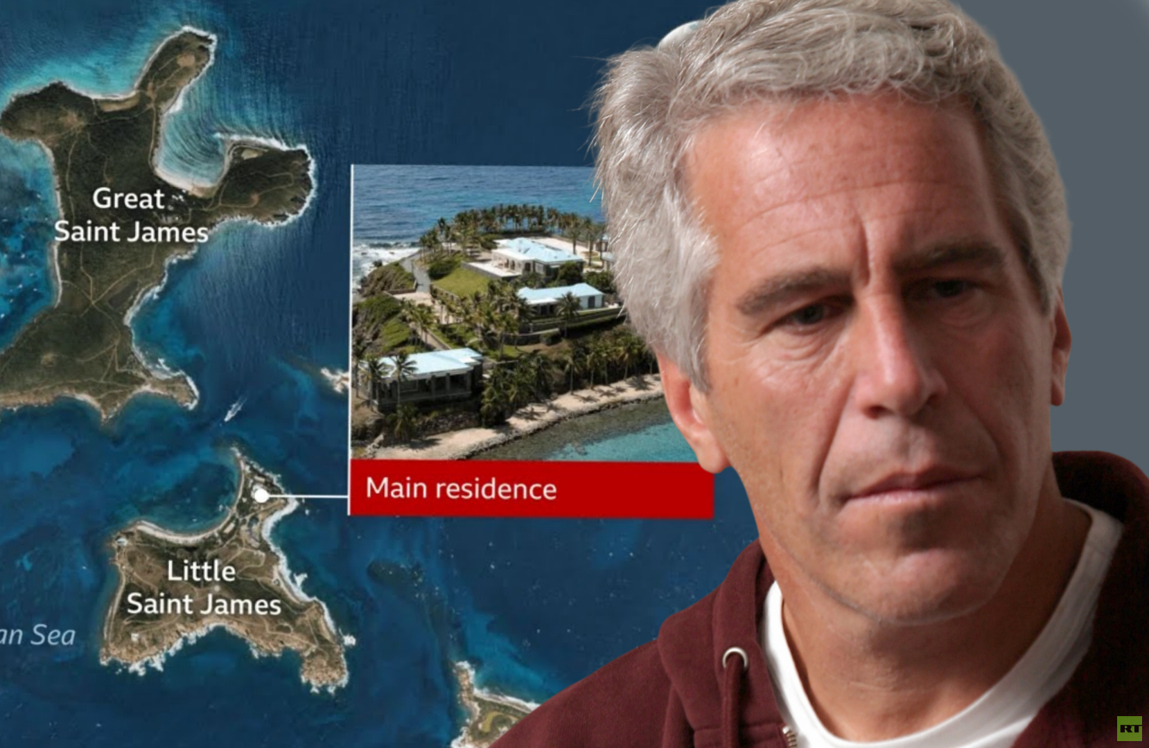 مشاهد لأول مره من داخل جزيره المجرم الجنسي إبستين.. أقنعه على الجدران وکرسي مريب (فيديو)